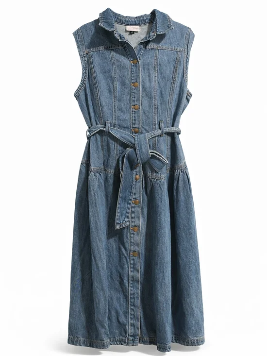 Universal Thread Blue Denim Button-Front Dress - Picture 2 of 3